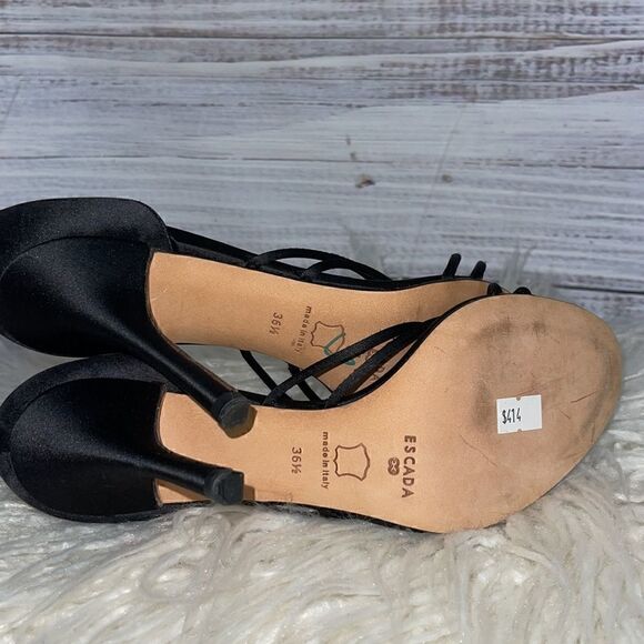 Escada Sandals womens size 6 rhinestones Metallic strappy Satin Made In Italy - Picture 4 of 10